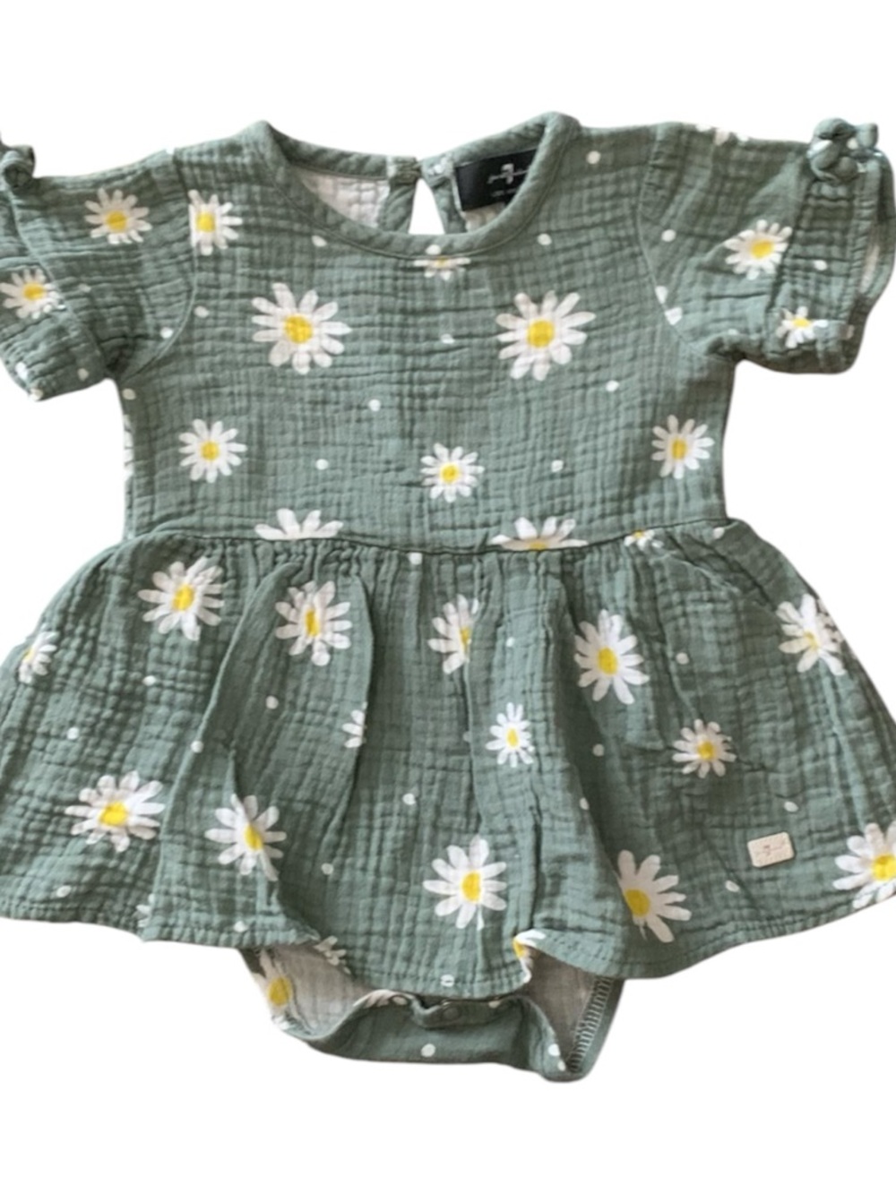 7 For All Mankind Green Daisy Print Dress Bodysuit